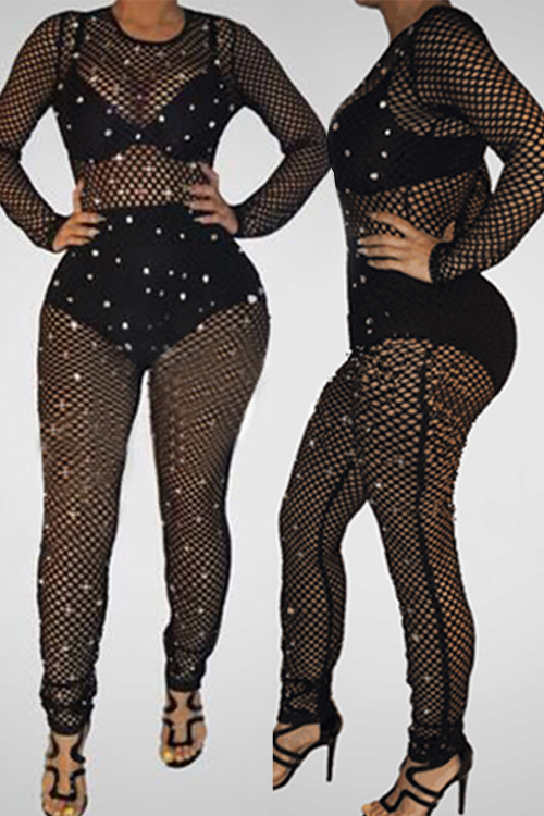Sexy Round Neck See-Through Pearl Trim Black Blending One-piece Jumpsuits(Without Subcoating
Sexy Round Neck See-Through Pearl Trim Black Blending One-piece Jumpsuits(Without Subcoating