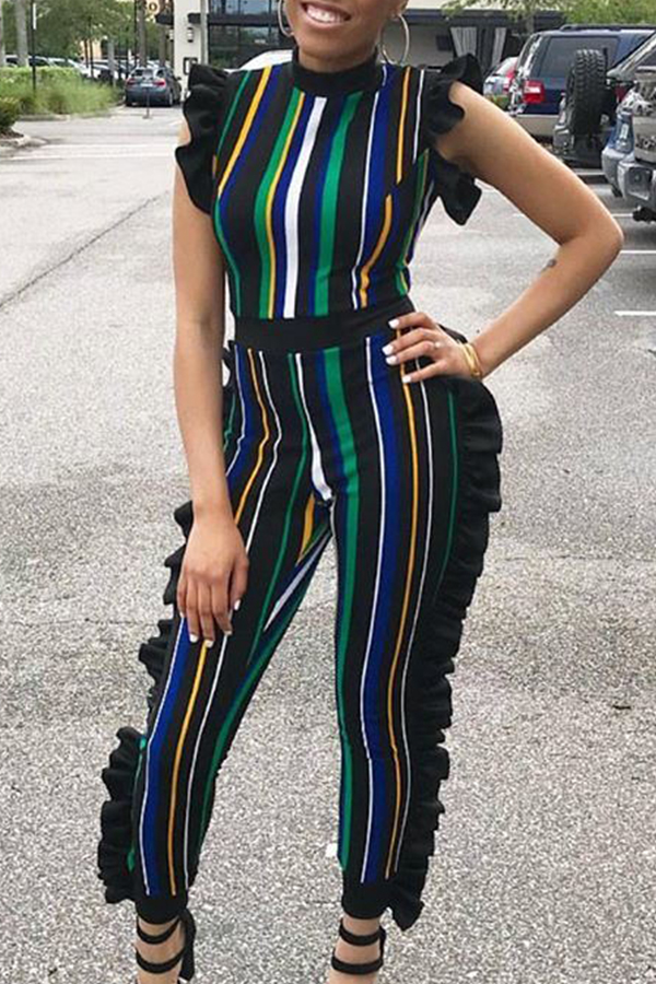 LovelySexy Round Neck Ruffle Striped Patchwork Blue Polyester One-piece Jumpsuits
LovelySexy Round Neck Ruffle Striped Patchwork Blue Polyester One-piece Jumpsuits