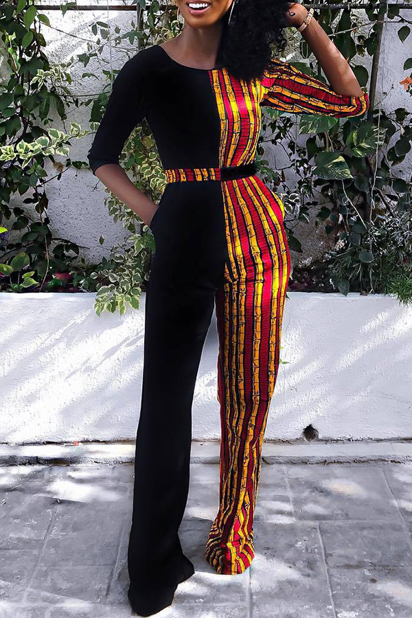 Lovely Euramerican Striped Patchwork Black Twilled Satin One-piece Jumpsuit
Lovely Euramerican Striped Patchwork Black Twilled Satin One-piece Jumpsuit