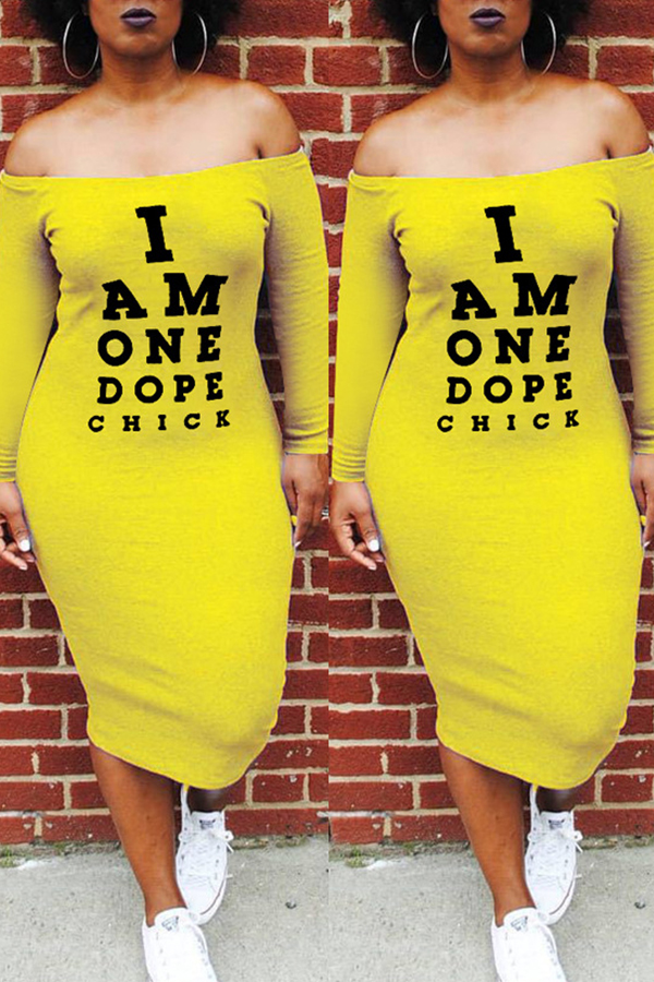 Lovely Euramerican Dew Shoulder Letters Printed Yellow Twilled Satin Mid Calf Dress
Lovely Euramerican Dew Shoulder Letters Printed Yellow Twilled Satin Mid Calf Dress