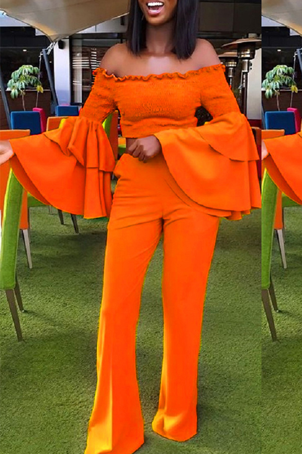 Lovely Vintage Flounce Cascading Ruffle Orange Twilled Satin Two-piece Pants Set
Lovely Vintage Flounce Cascading Ruffle Orange Twilled Satin Two-piece Pants Set