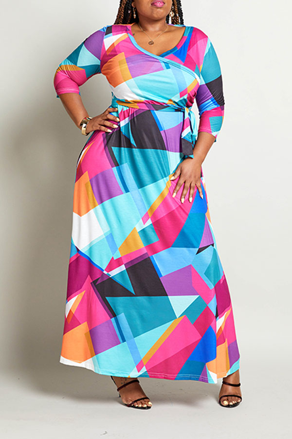 Lovely Casual Color-lump Patchwork Multicolor Floor Length Plus Size Dress, Multi
Lovely Casual Color-lump Patchwork Multicolor Floor Length Plus Size Dress, Multi