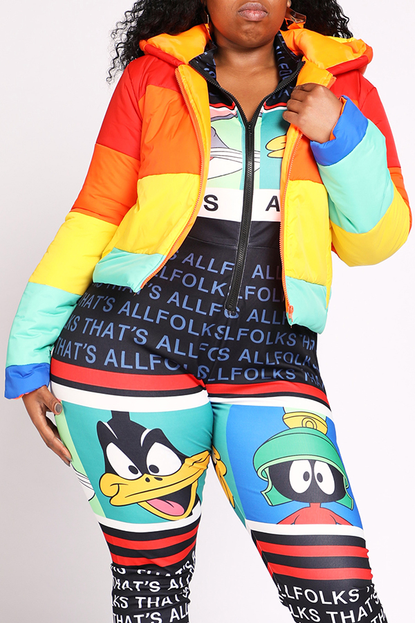 Lovely Leisure Winter Hooded Collar Striped Multicolor Plus Size Coat, Multi
Lovely Leisure Winter Hooded Collar Striped Multicolor Plus Size Coat, Multi