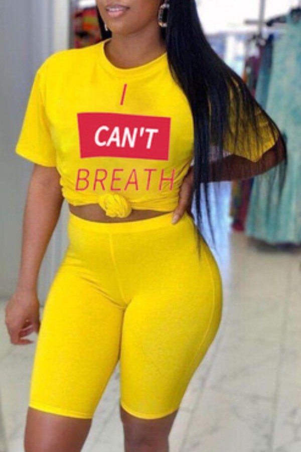 lovely Casual O Neck Letter Print Yellow Plus Size Two-piece Shorts Set
lovely Casual O Neck Letter Print Yellow Plus Size Two-piece Shorts Set