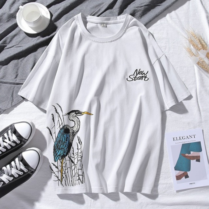 lovely Casual O Neck Print White T-shirt