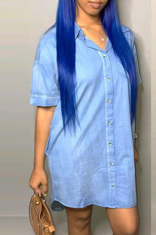 lovely Casual Turndown Collar Buttons Design Baby Blue Knee Length Denim Dress
lovely Casual Turndown Collar Buttons Design Baby Blue Knee Length Denim Dress