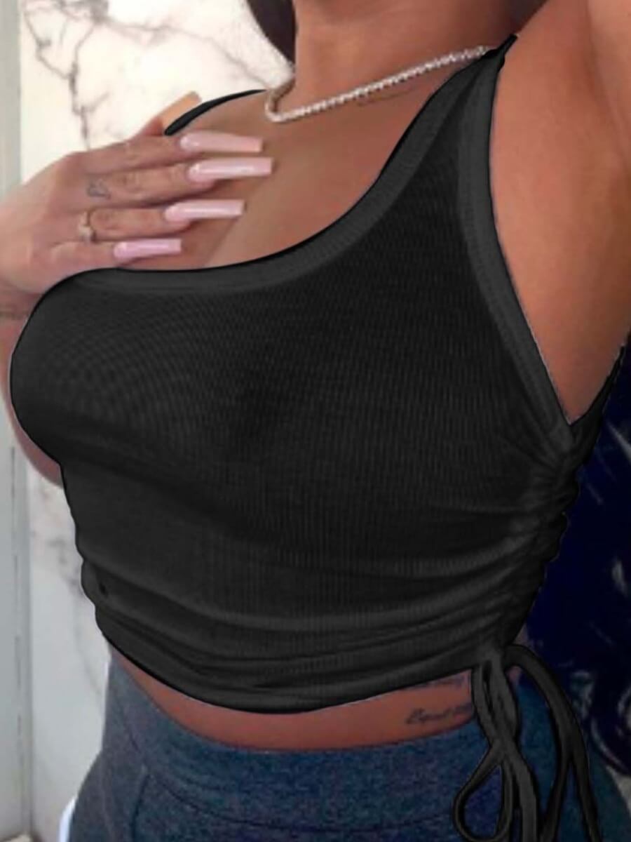 Lovely Sexy Drawstring Black Camisole