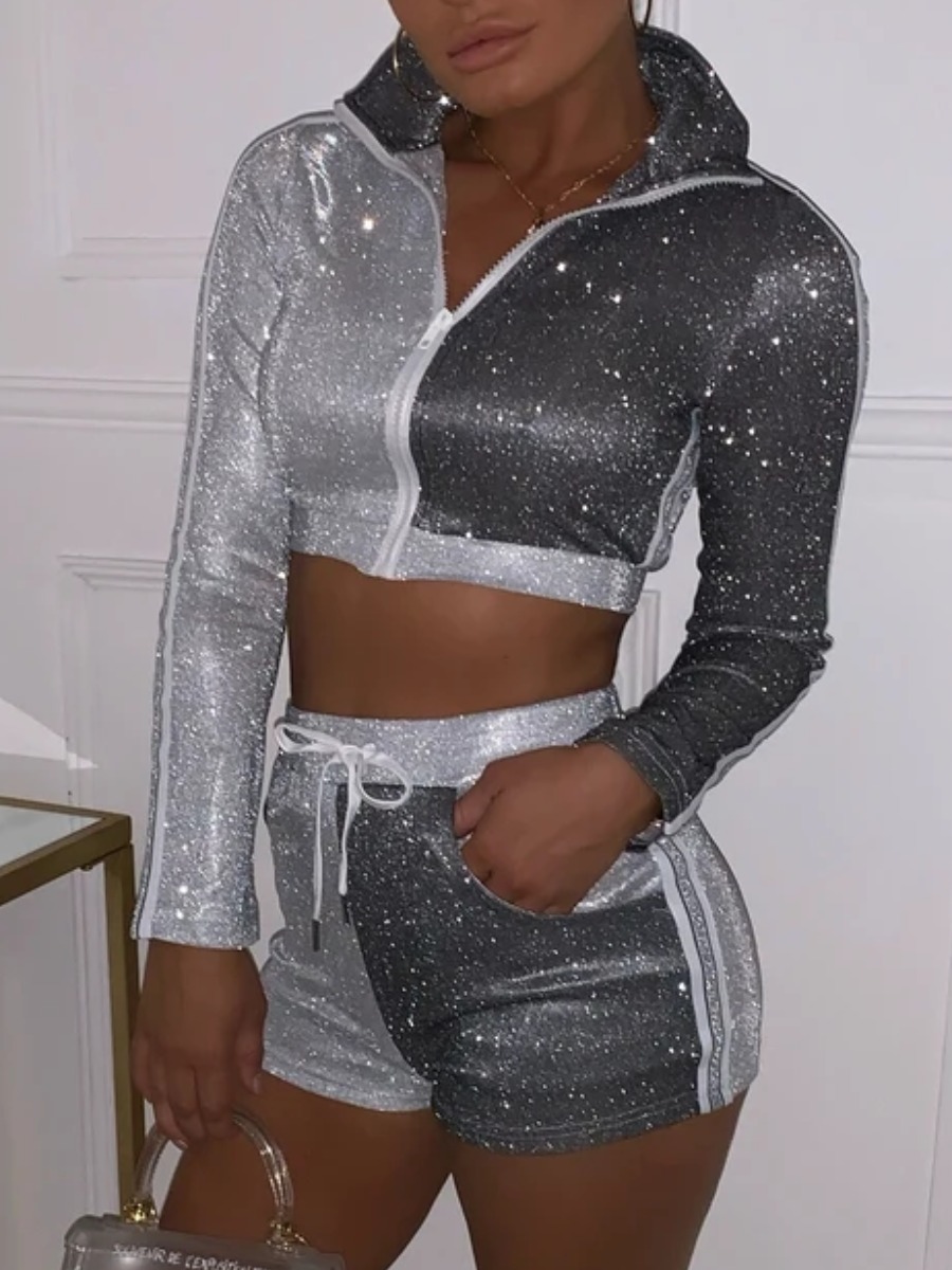 lovely Sportswear Turndown Collar Patchwork Zipper Design Silver Two Piece Shorts Set
lovely Sportswear Turndown Collar Patchwork Zipper Design Silver Two Piece Shorts Set