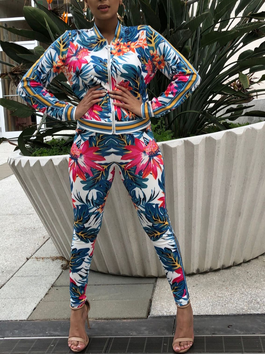 lovely Sportswear Plants Print Zipper Design Multicolor Two Piece Pants Set, Multi
lovely Sportswear Plants Print Zipper Design Multicolor Two Piece Pants Set, Multi