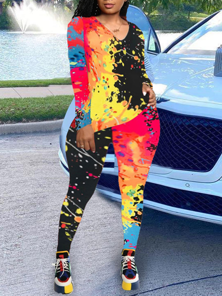 LW Plus Size Street O Neck Graffiti Print Multicolor Two-piece Pants Set, Multi
LW Plus Size Street O Neck Graffiti Print Multicolor Two-piece Pants Set, Multi
