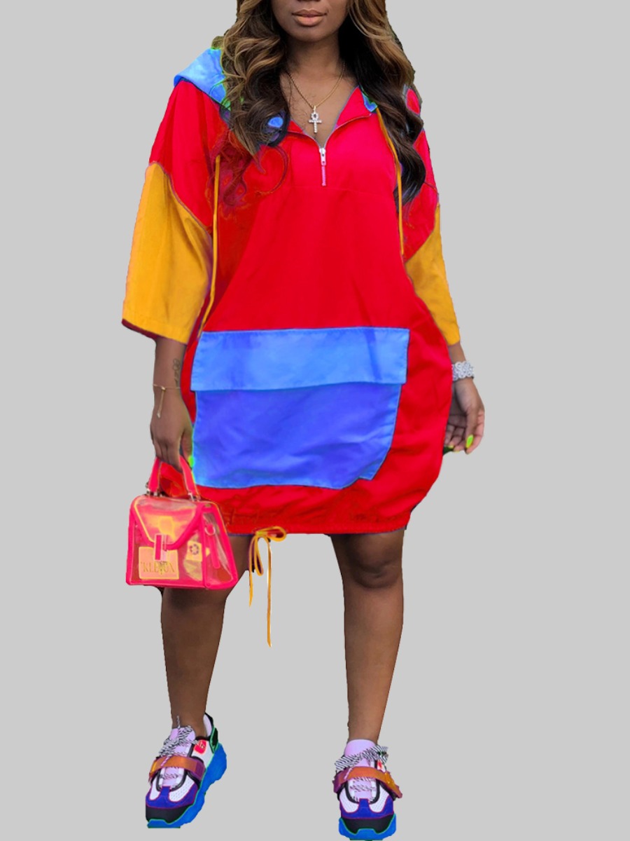 lovely Casual Hooded Collar Color-lump Patchwork Red Knee Length Plus Size Dress
lovely Casual Hooded Collar Color-lump Patchwork Red Knee Length Plus Size Dress