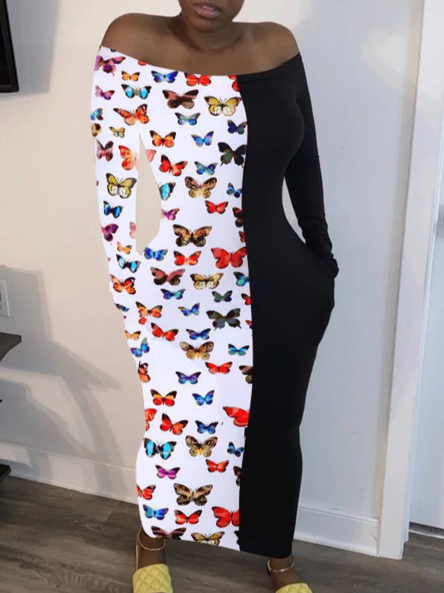 lovely Casual Dew Shoulder Butterfly Print Patchwork Black Ankle Length Dress
lovely Casual Dew Shoulder Butterfly Print Patchwork Black Ankle Length Dress
