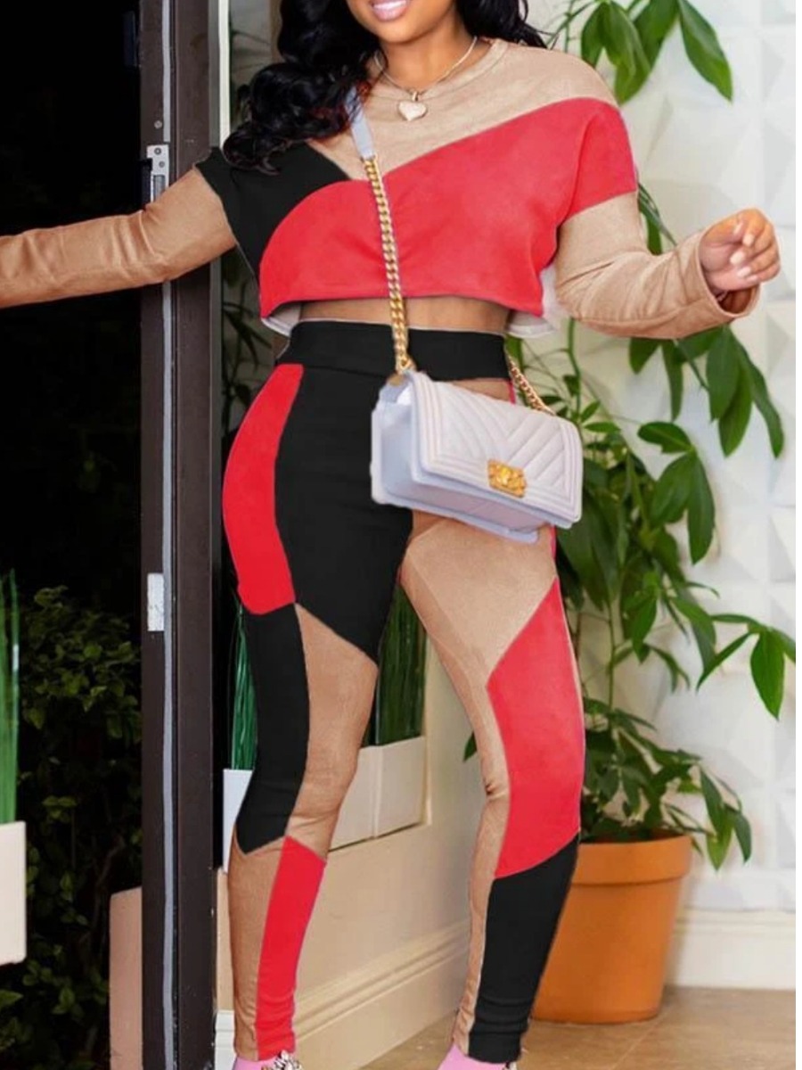 lovely Stylish O Neck Color-lump Patchwork Red Two Piece Pants Set
lovely Stylish O Neck Color-lump Patchwork Red Two Piece Pants Set