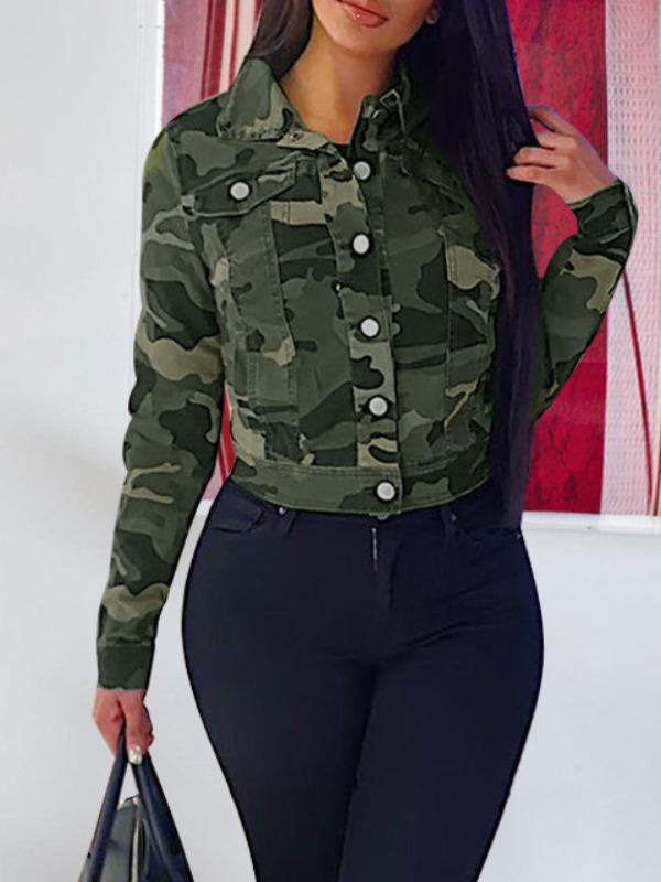lovely Street Turndown Collar Camo Print Army Green Coat, Army green camouflag
lovely Street Turndown Collar Camo Print Army Green Coat, Army green camouflag