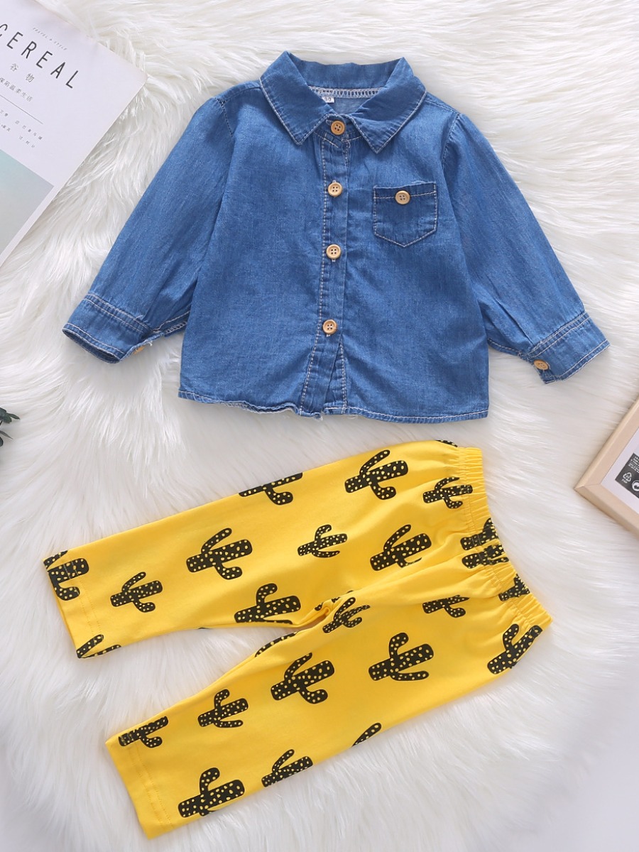 lovely Casual Shirt Collar Print Buttons Design Yellow Girl Two-piece Pants Set
lovely Casual Shirt Collar Print Buttons Design Yellow Girl Two-piece Pants Set