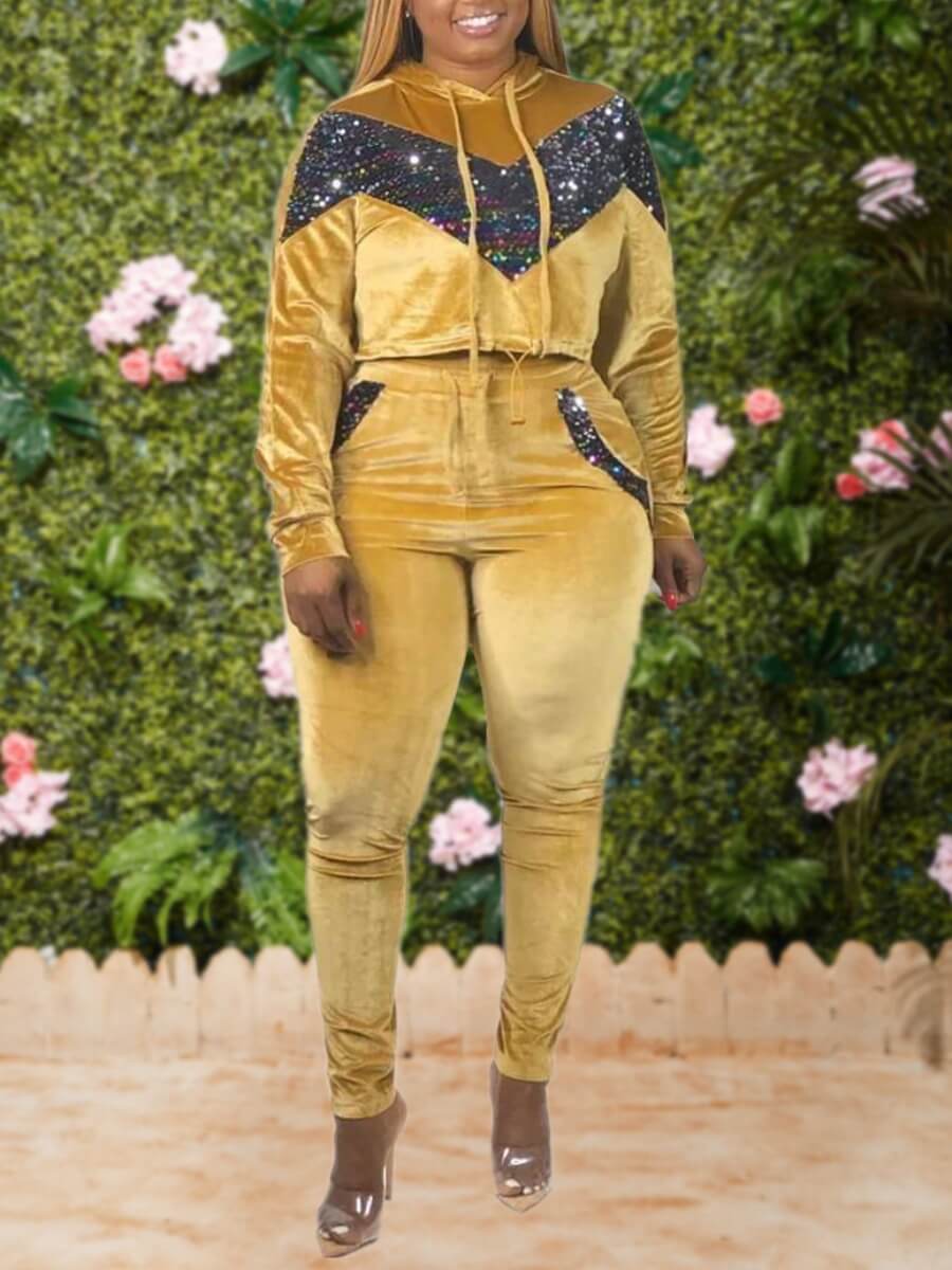 Lovely Sportswear Hooded Collar Patchwork Yellow Plus Size Two-piece Pants Set
Lovely Sportswear Hooded Collar Patchwork Yellow Plus Size Two-piece Pants Set