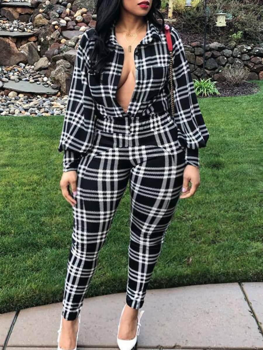 Lovely Casual Turndown Collar Grid Print Black Plus Size Two-piece Pants Set
Lovely Casual Turndown Collar Grid Print Black Plus Size Two-piece Pants Set