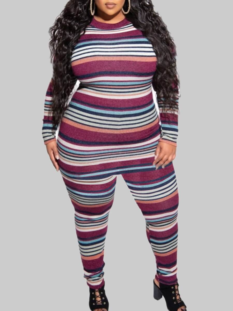 Lovely Leisure O Neck Rainbow Striped Multicolor Plus Size Two-piece Pants Set, Multi
Lovely Leisure O Neck Rainbow Striped Multicolor Plus Size Two-piece Pants Set, Multi