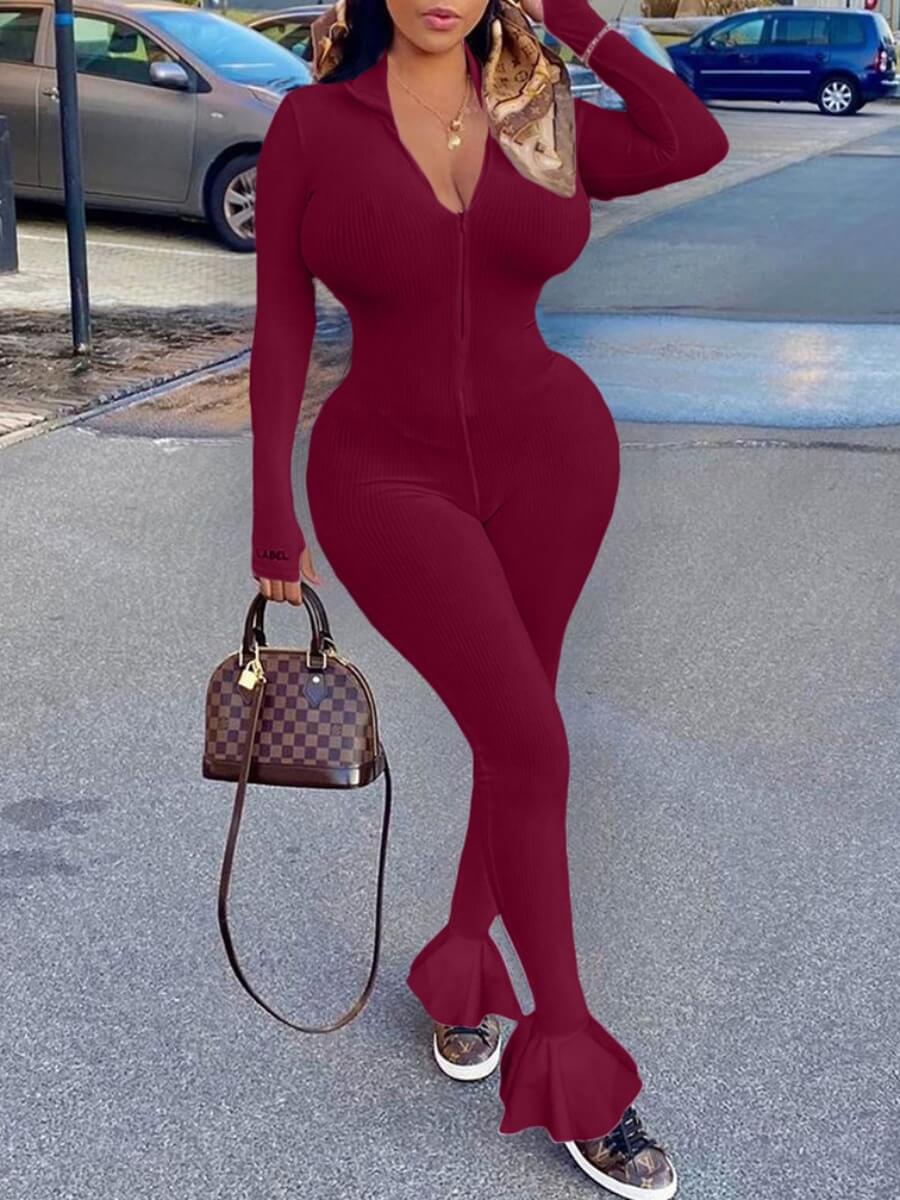 Lovely Sportswear Turndown Collar Zipper Design Wine Red One-piece Jumpsuit
Lovely Sportswear Turndown Collar Zipper Design Wine Red One-piece Jumpsuit
