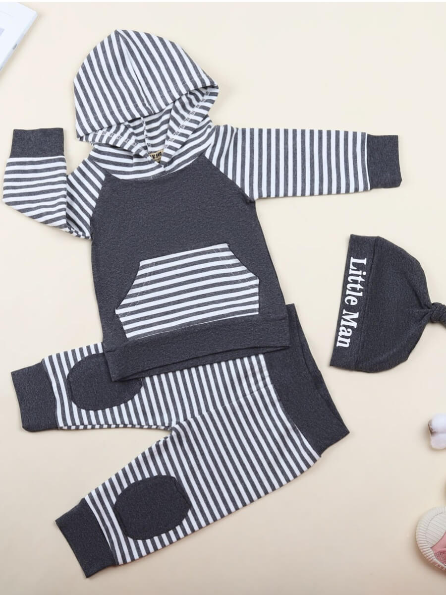 Lovely Sportswear Hooded Collar Striped Patchwork Black Boy Two-piece Pants Set
Lovely Sportswear Hooded Collar Striped Patchwork Black Boy Two-piece Pants Set