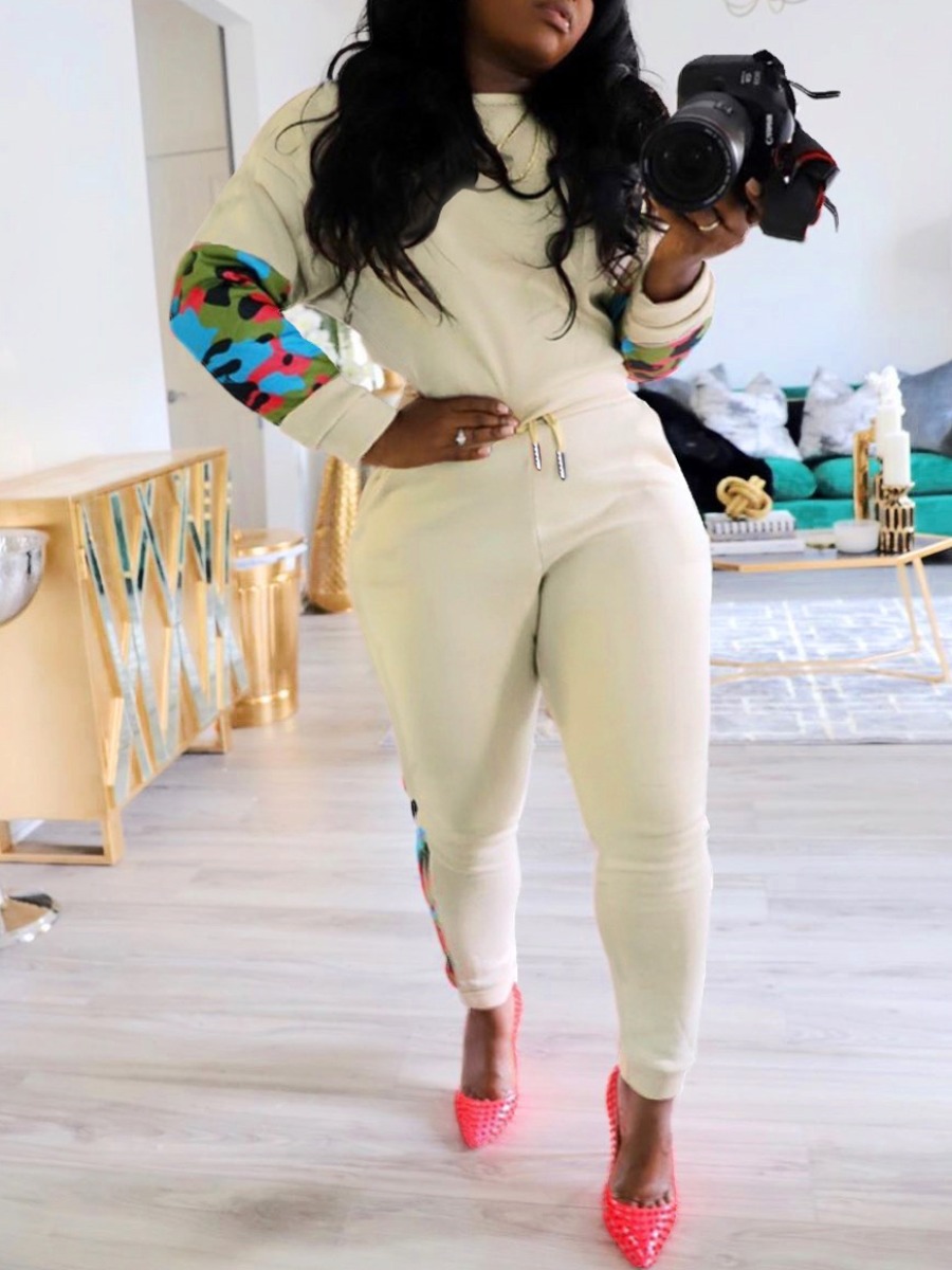 Lovely Street O Neck Camo Print Patchwork Cream-colored Two Piece Pants Set
Lovely Street O Neck Camo Print Patchwork Cream-colored Two Piece Pants Set