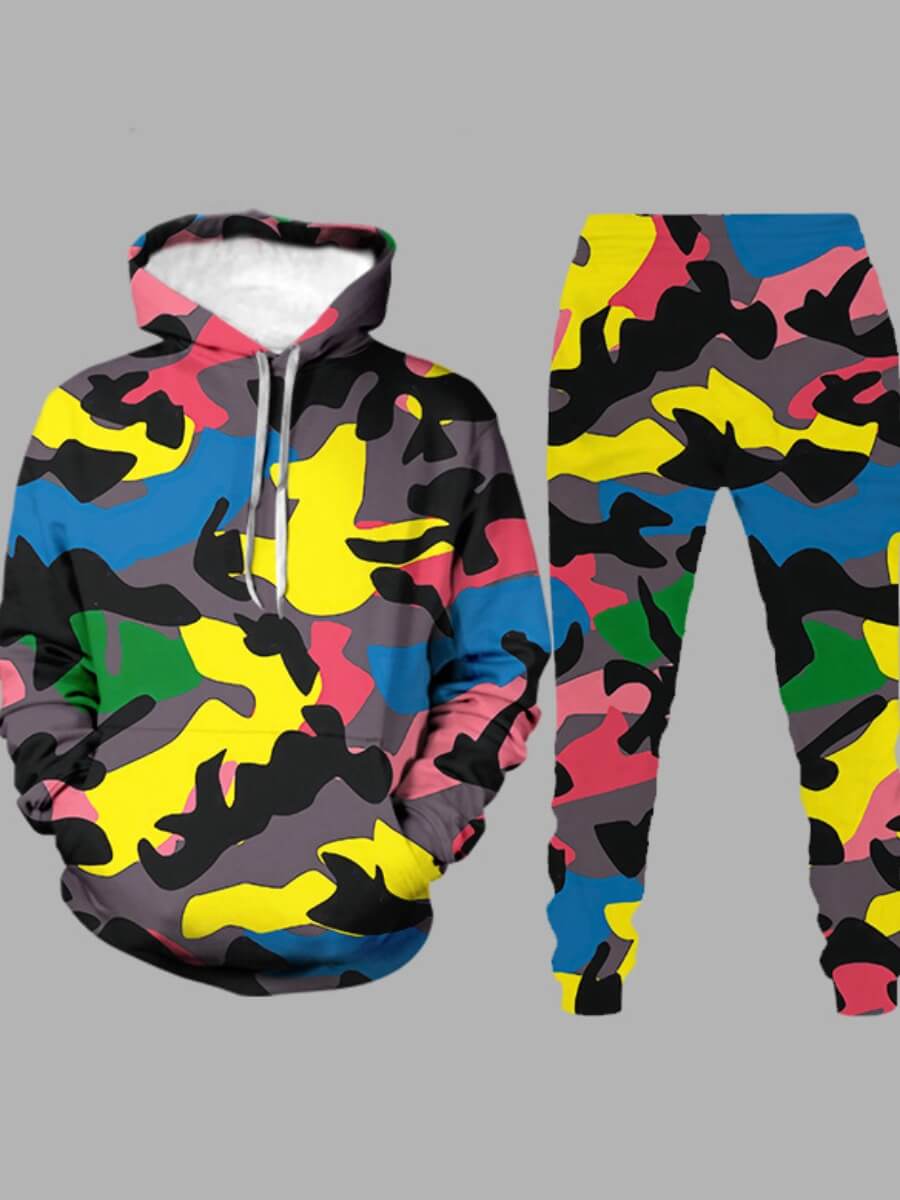 Lovely Sportswear Hooded Collar Camo Print Multicolor Men Two-piece Pants Set, Multi
Lovely Sportswear Hooded Collar Camo Print Multicolor Men Two-piece Pants Set, Multi