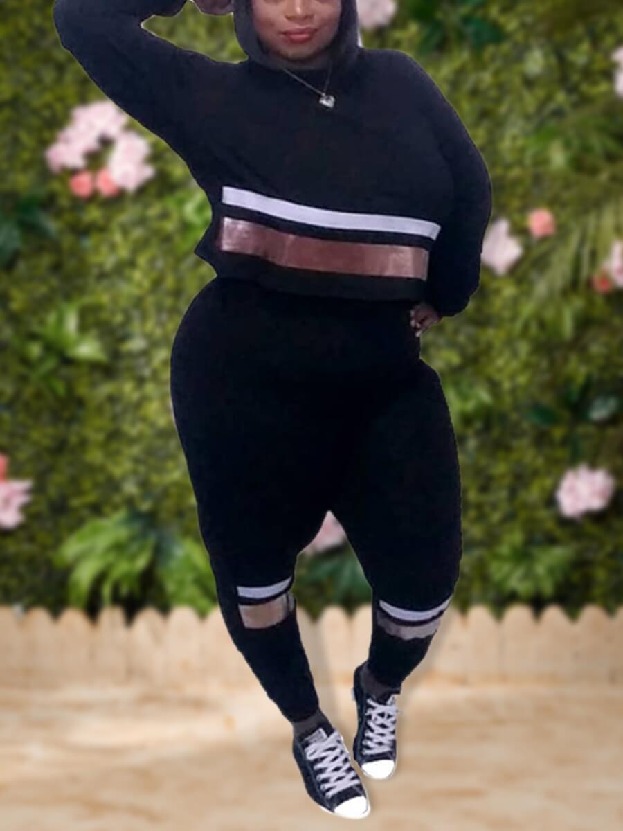 Lovely Sportswear Long Sleeve Patchwork Black Plus Size Two-piece Pants Set
Lovely Sportswear Long Sleeve Patchwork Black Plus Size Two-piece Pants Set