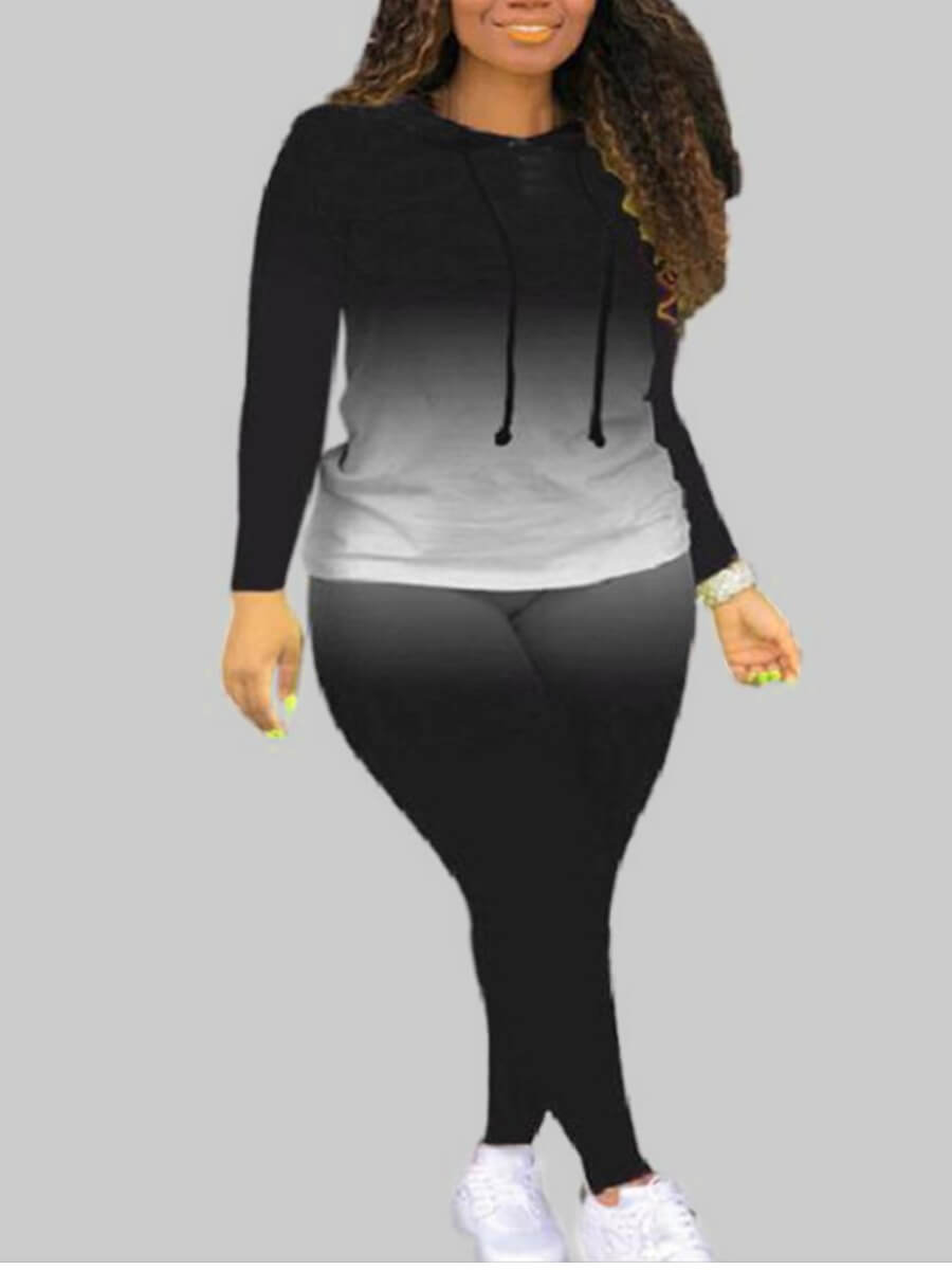 Lovely Casual Hooded Collar Gradient Stitching Black Plus Size Two-piece Pants Set
Lovely Casual Hooded Collar Gradient Stitching Black Plus Size Two-piece Pants Set