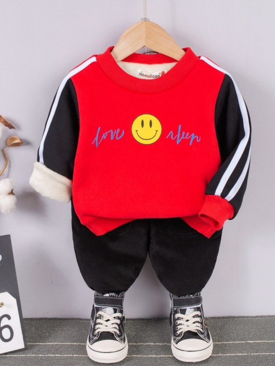 Lovely Sportswear Cartoon Print Striped Patchwork Red Boy Two Piece Pants Set
Lovely Sportswear Cartoon Print Striped Patchwork Red Boy Two Piece Pants Set
