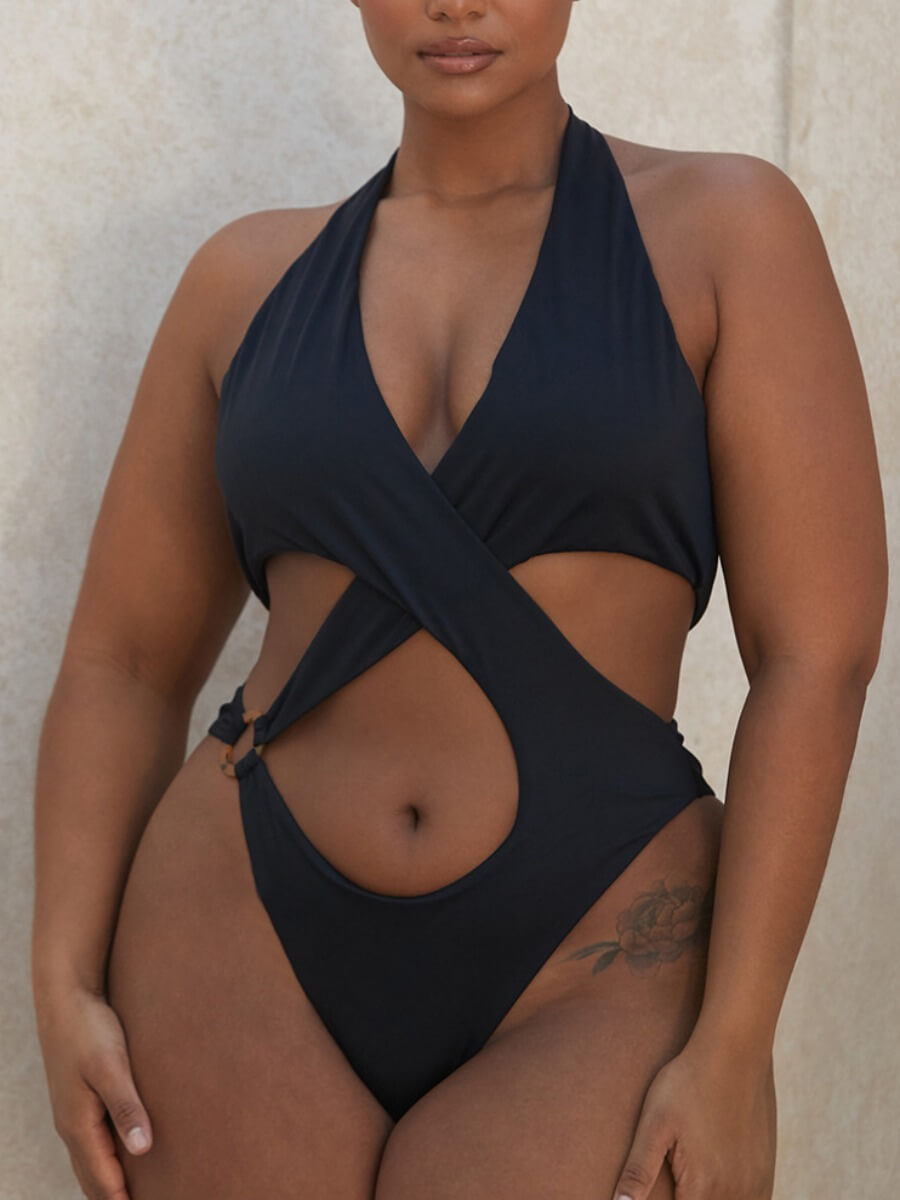 Lovely Chic Cross-over Design Hollow-out Black One-piece Swimsuit
Lovely Chic Cross-over Design Hollow-out Black One-piece Swimsuit