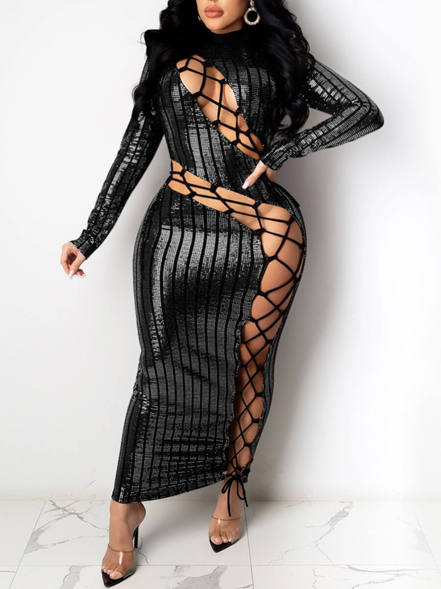 Lovely Party Striped Bandage Hollow-out Design Black Ankle Length Plus Size Dress
Lovely Party Striped Bandage Hollow-out Design Black Ankle Length Plus Size Dress
