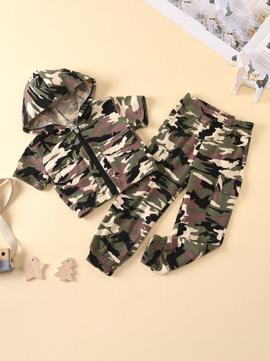 Lovely Casual Hooded Collar Camo Print Girl Two Piece Pants Set, Army green camouflag
Lovely Casual Hooded Collar Camo Print Girl Two Piece Pants Set, Army green camouflag