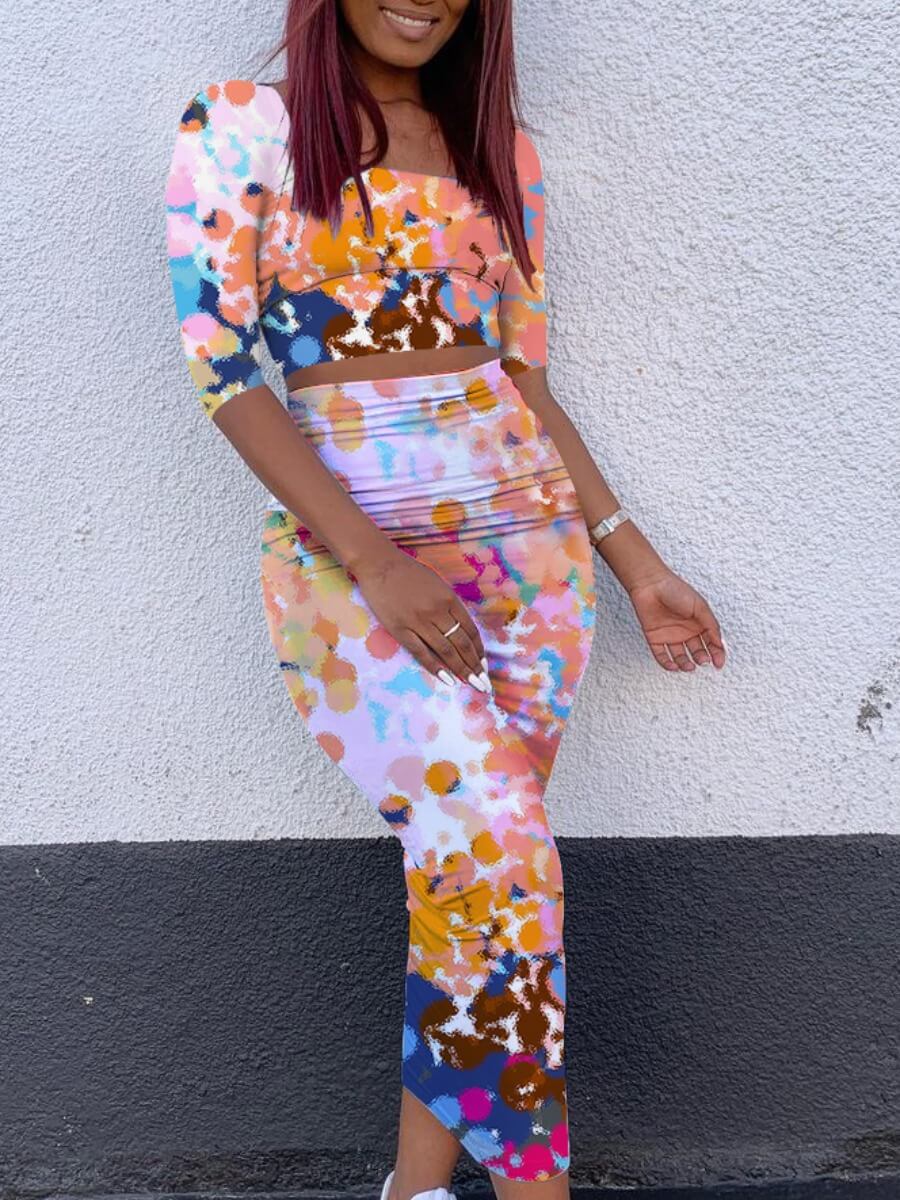 Lovely Rainbow Dots Sweet Square Collar Half Sleeve Print Multicolor Two Piece Skirt Set, Multi
Lovely Rainbow Dots Sweet Square Collar Half Sleeve Print Multicolor Two Piece Skirt Set, Multi