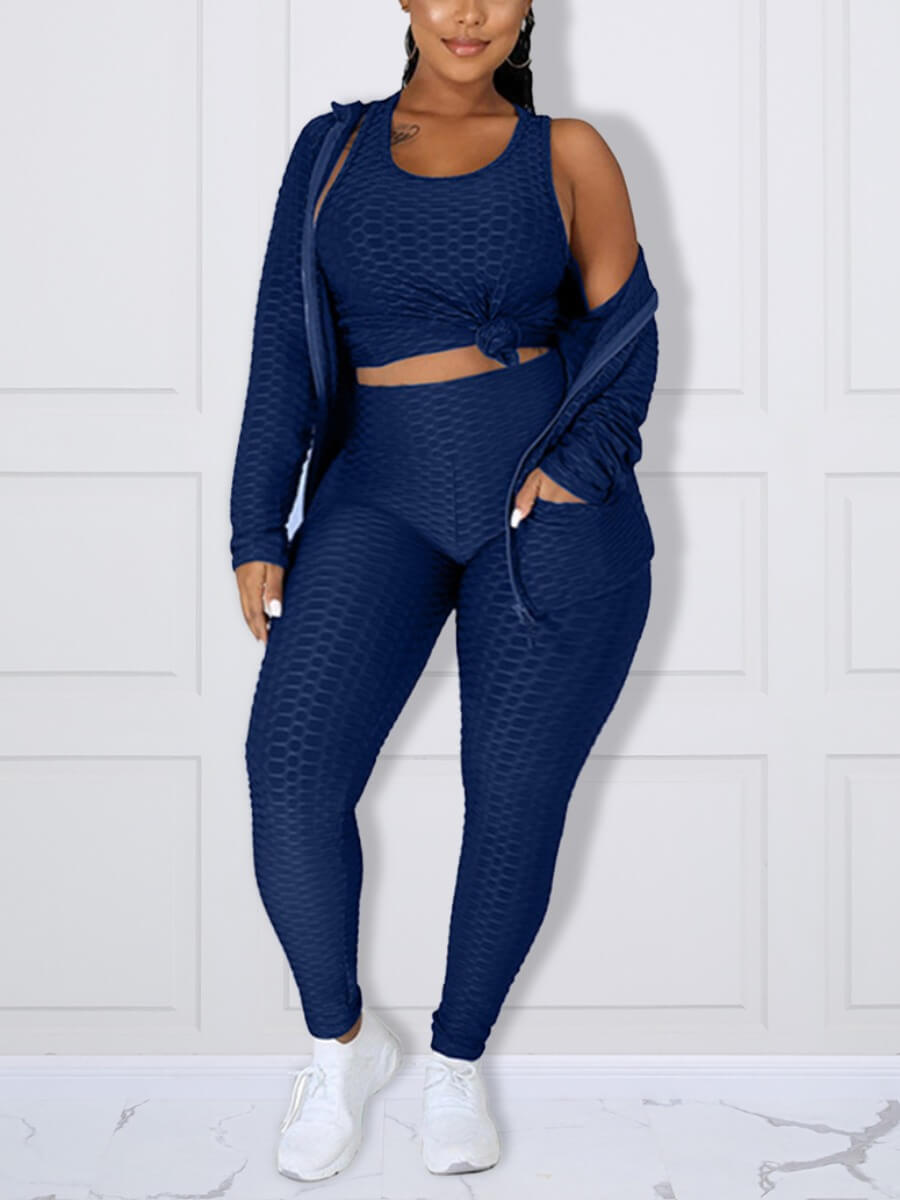 Lovely Trendy Hooded Collar Zipper Design Dark Blue Plus Size Three-piece Pants Set
Lovely Trendy Hooded Collar Zipper Design Dark Blue Plus Size Three-piece Pants Set