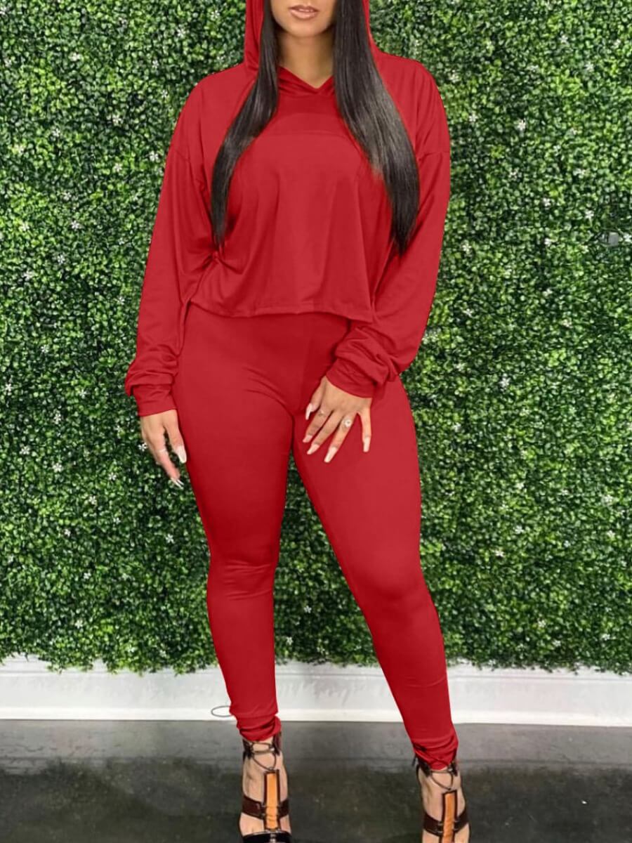 Lovely Trendy Hooded Collar Dropped Shoulder Elastic Red Two Piece Pants Set
Lovely Trendy Hooded Collar Dropped Shoulder Elastic Red Two Piece Pants Set