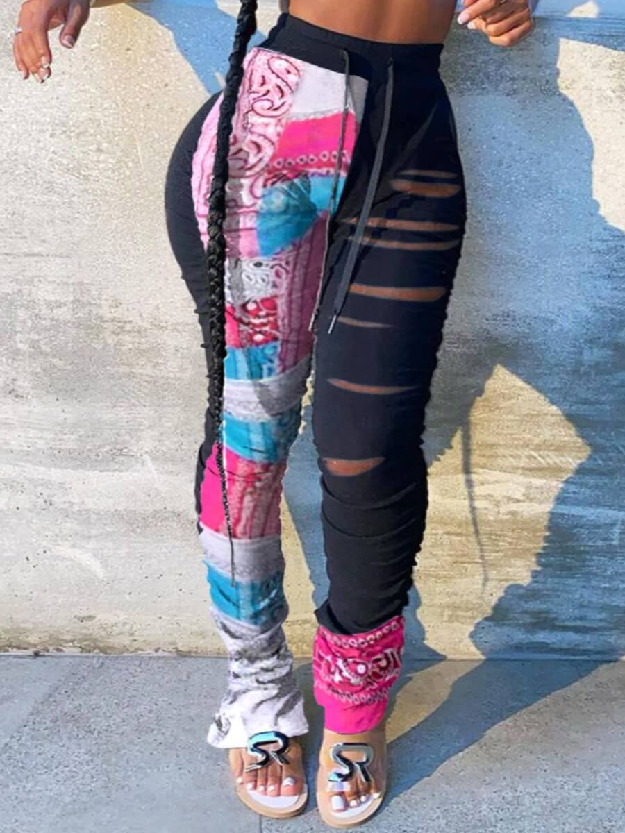 Lovely Street High-waisted Broken Holes Patchwork Drawstring Design Black Pants
Lovely Street High-waisted Broken Holes Patchwork Drawstring Design Black Pants