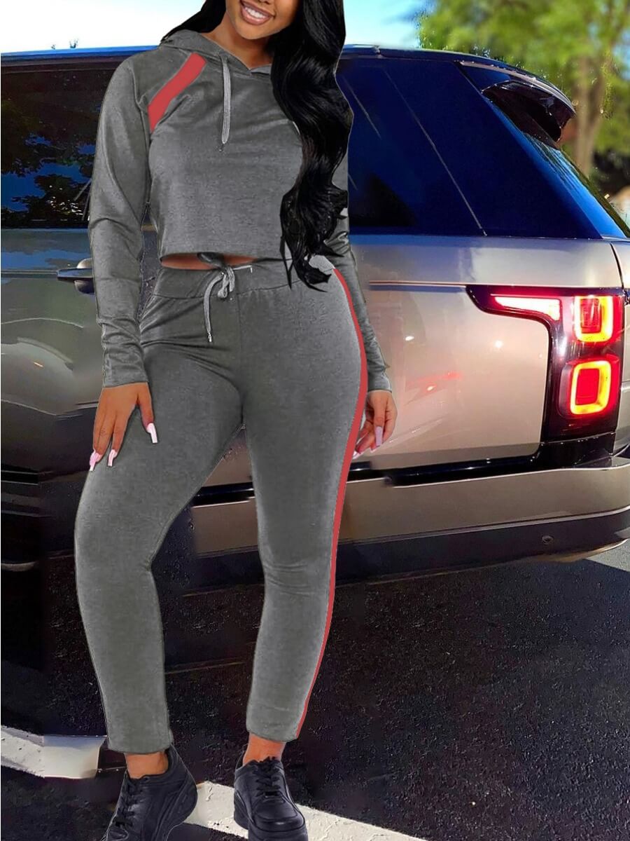 Lovely Casual Hooded Collar Patchwork Drawstring Design Grey Two Piece Pants Set
Lovely Casual Hooded Collar Patchwork Drawstring Design Grey Two Piece Pants Set