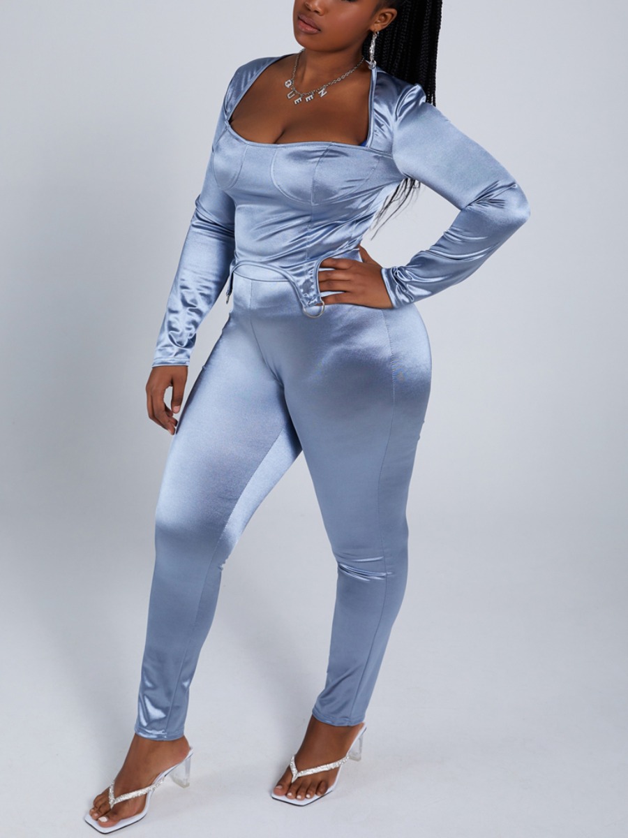 Lovely Stylish Square Collar Asymmetrical Baby Blue Plus Size Two-piece Pants Set
Lovely Stylish Square Collar Asymmetrical Baby Blue Plus Size Two-piece Pants Set