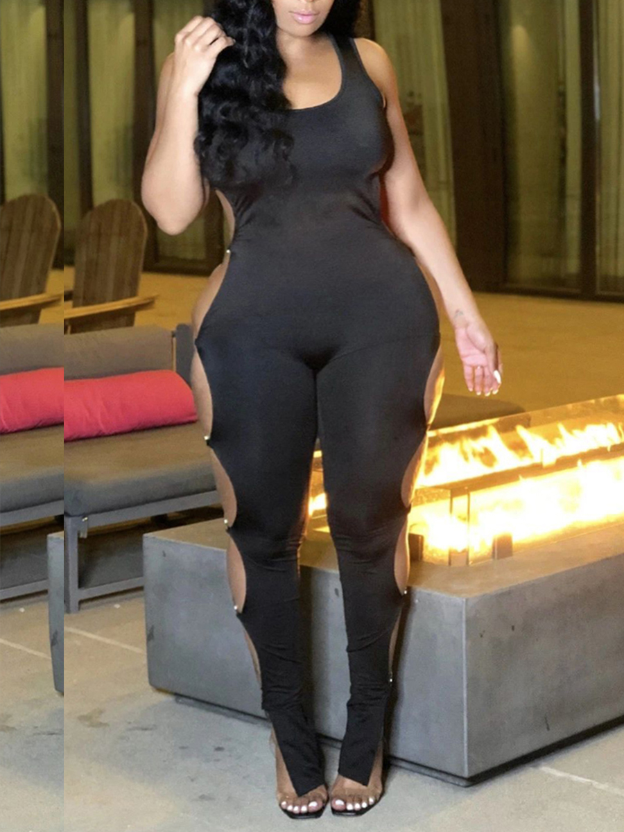 Lovely Sexy Metal Ring Decoration Hollow-out Black Plus Size One-piece Jumpsuit
Lovely Sexy Metal Ring Decoration Hollow-out Black Plus Size One-piece Jumpsuit