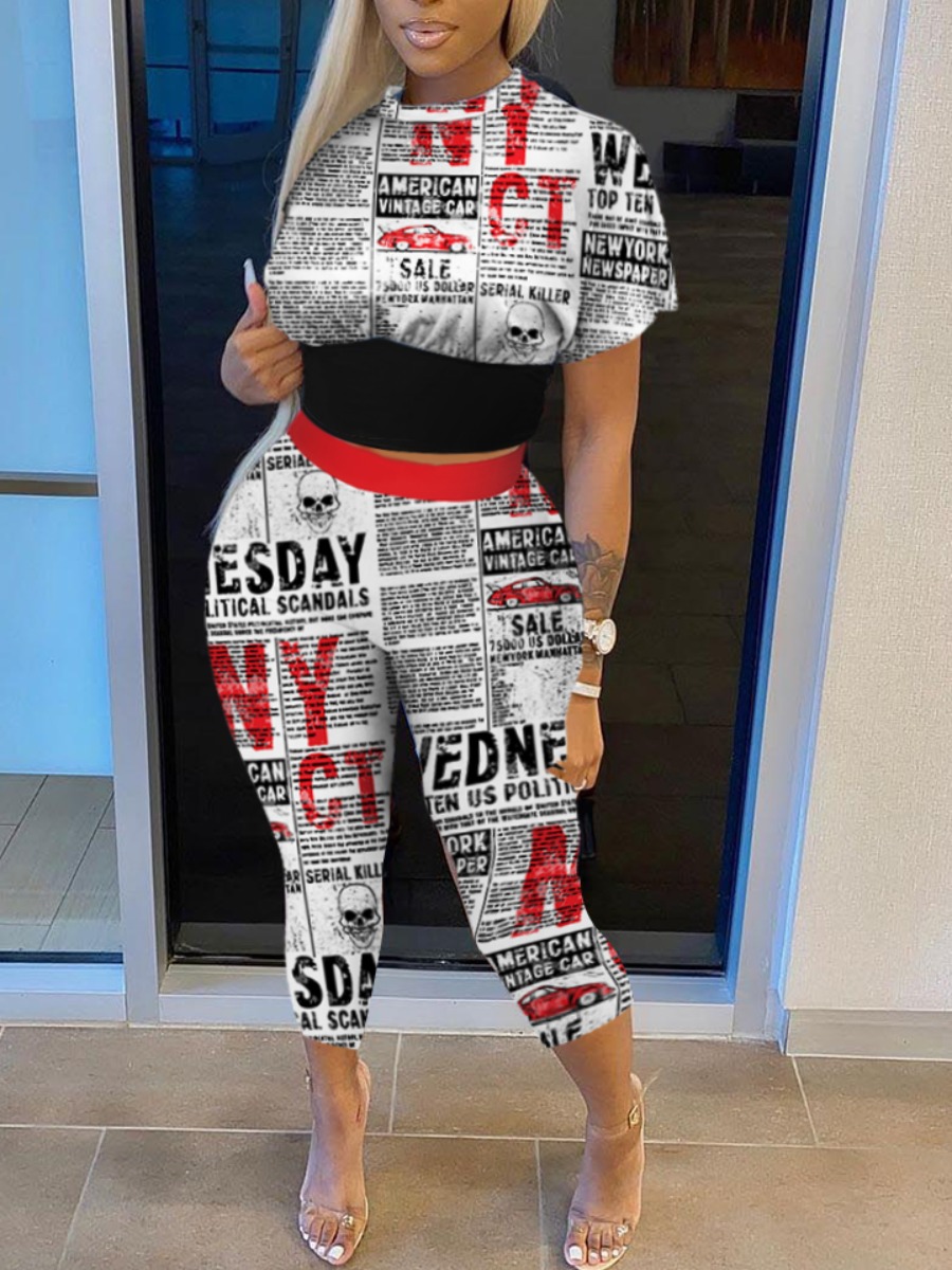 Lovely Street Newspaper Letter Print Black Two-piece Pants Set (No-positioning Printing
Lovely Street Newspaper Letter Print Black Two-piece Pants Set (No-positioning Printing