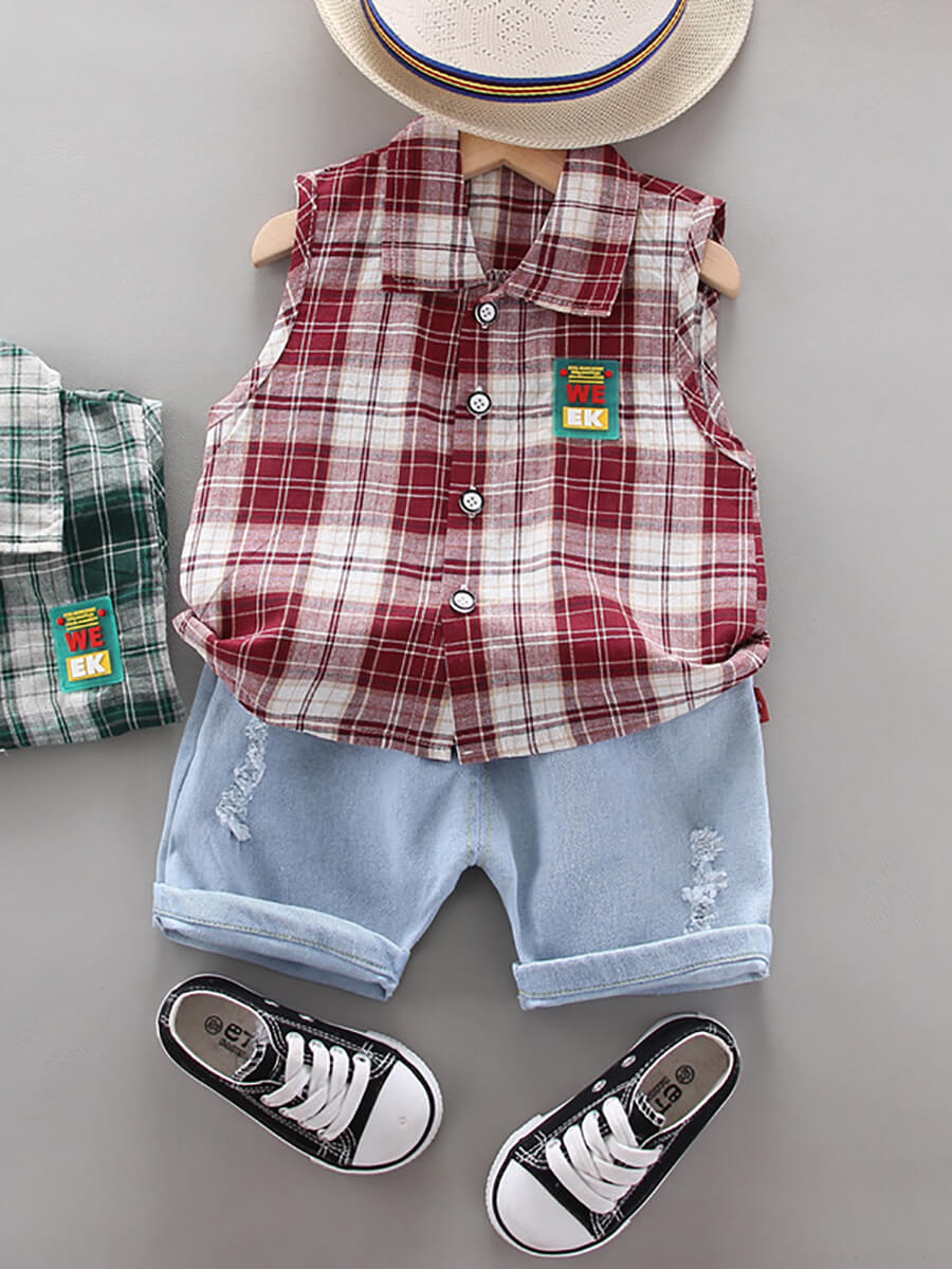 Lovely Casual Turndown Collar Plaid Print Dull Red Boy Two Piece Shorts Set
Lovely Casual Turndown Collar Plaid Print Dull Red Boy Two Piece Shorts Set