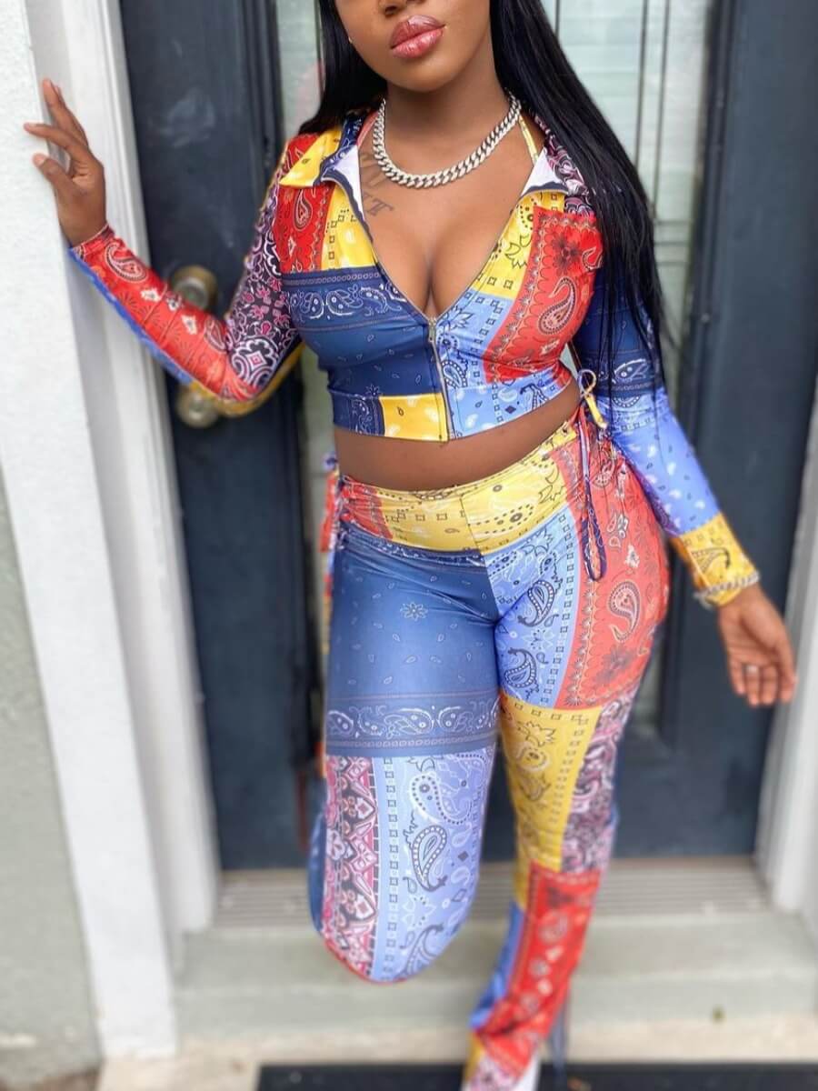 Lovely Casual Print Patchwork Bandage Design Multicolor Two Piece Pants Set, Multi
Lovely Casual Print Patchwork Bandage Design Multicolor Two Piece Pants Set, Multi