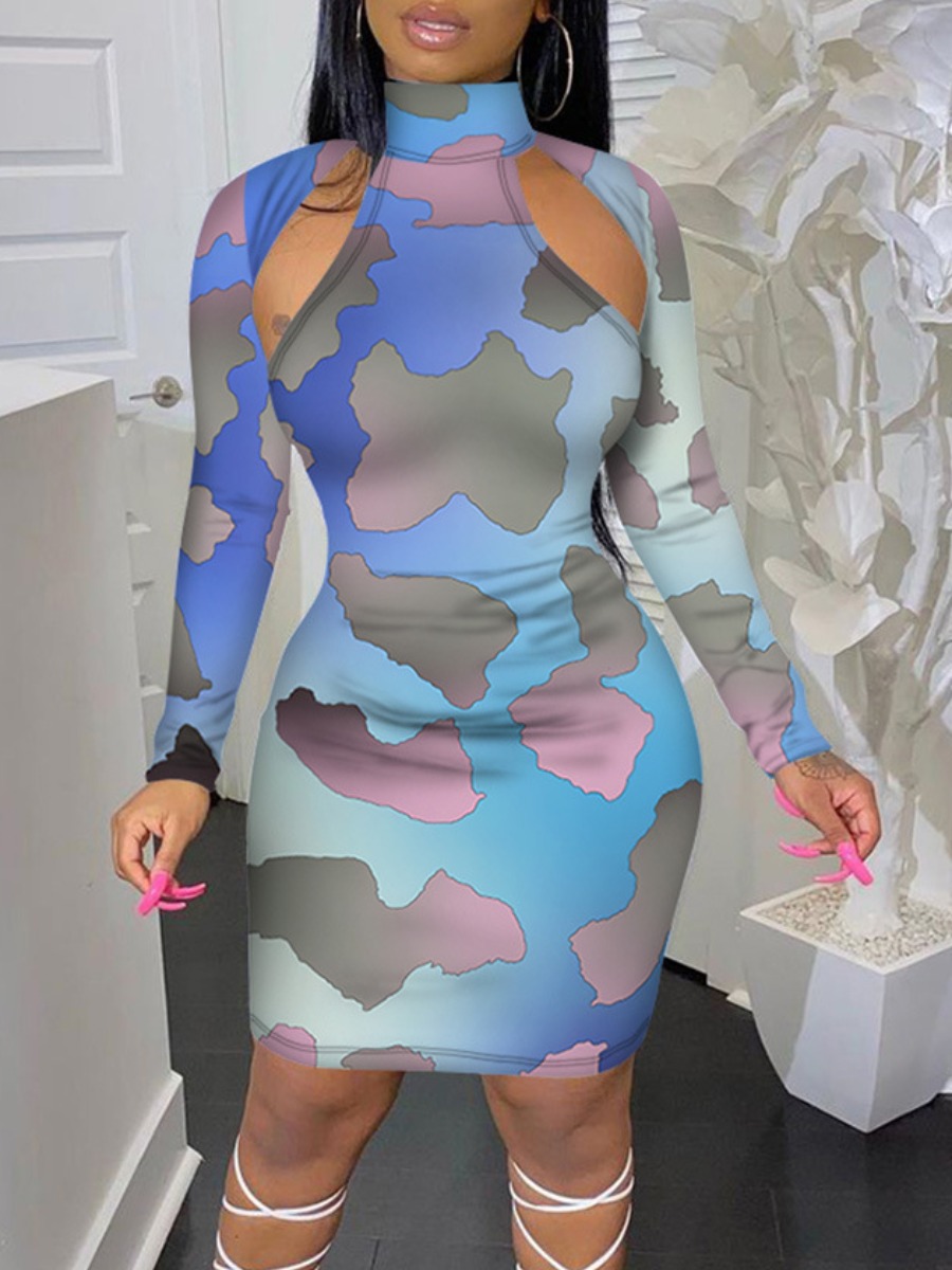Lovely Street Turtleneck Camo Print Hollow-out Multicolor Knee Length Dress, Multi
Lovely Street Turtleneck Camo Print Hollow-out Multicolor Knee Length Dress, Multi