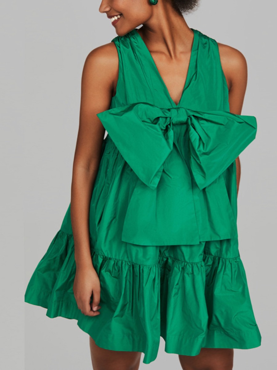Lovely Sweet Ruffle Design Bow-tie Decoration Green Mini A Line Plus Size Dress
Lovely Sweet Ruffle Design Bow-tie Decoration Green Mini A Line Plus Size Dress