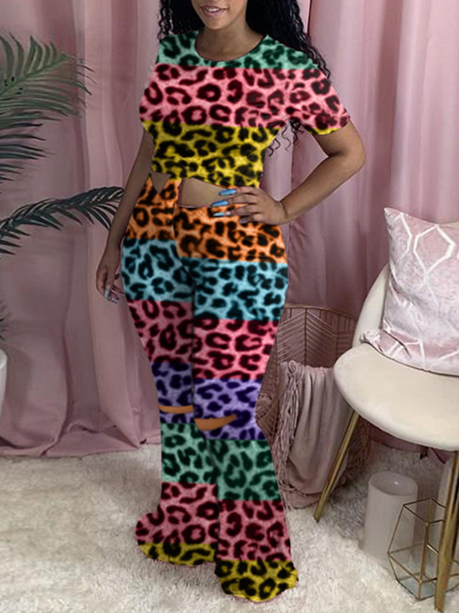 Lovely Street Leopard Print Flared Multicolor Plus Size Two-piece Pants Set, Multi
Lovely Street Leopard Print Flared Multicolor Plus Size Two-piece Pants Set, Multi