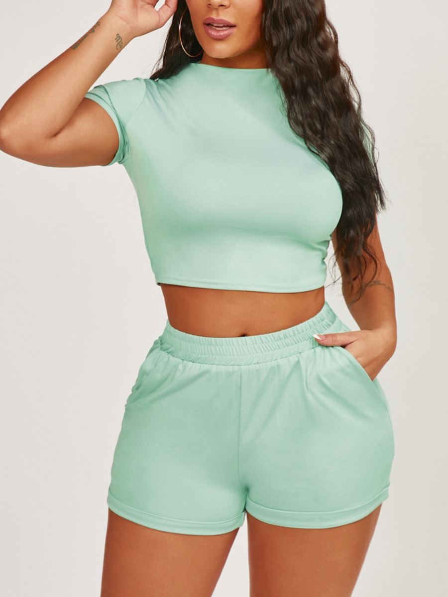 Lovely Casual Half A Turtleneck Basic Skinny Baby Blue Two Piece Shorts Set
Lovely Casual Half A Turtleneck Basic Skinny Baby Blue Two Piece Shorts Set