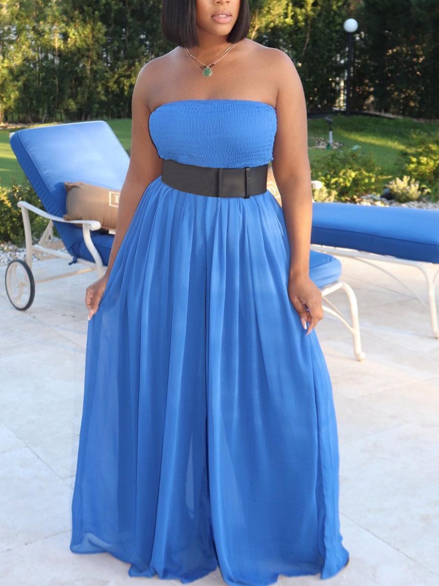 Lovely Elegant Off The Shoulder Flounce Design Blue Floor Length A Line Dress(Without Belt)
Lovely Elegant Off The Shoulder Flounce Design Blue Floor Length A Line Dress(Without Belt)