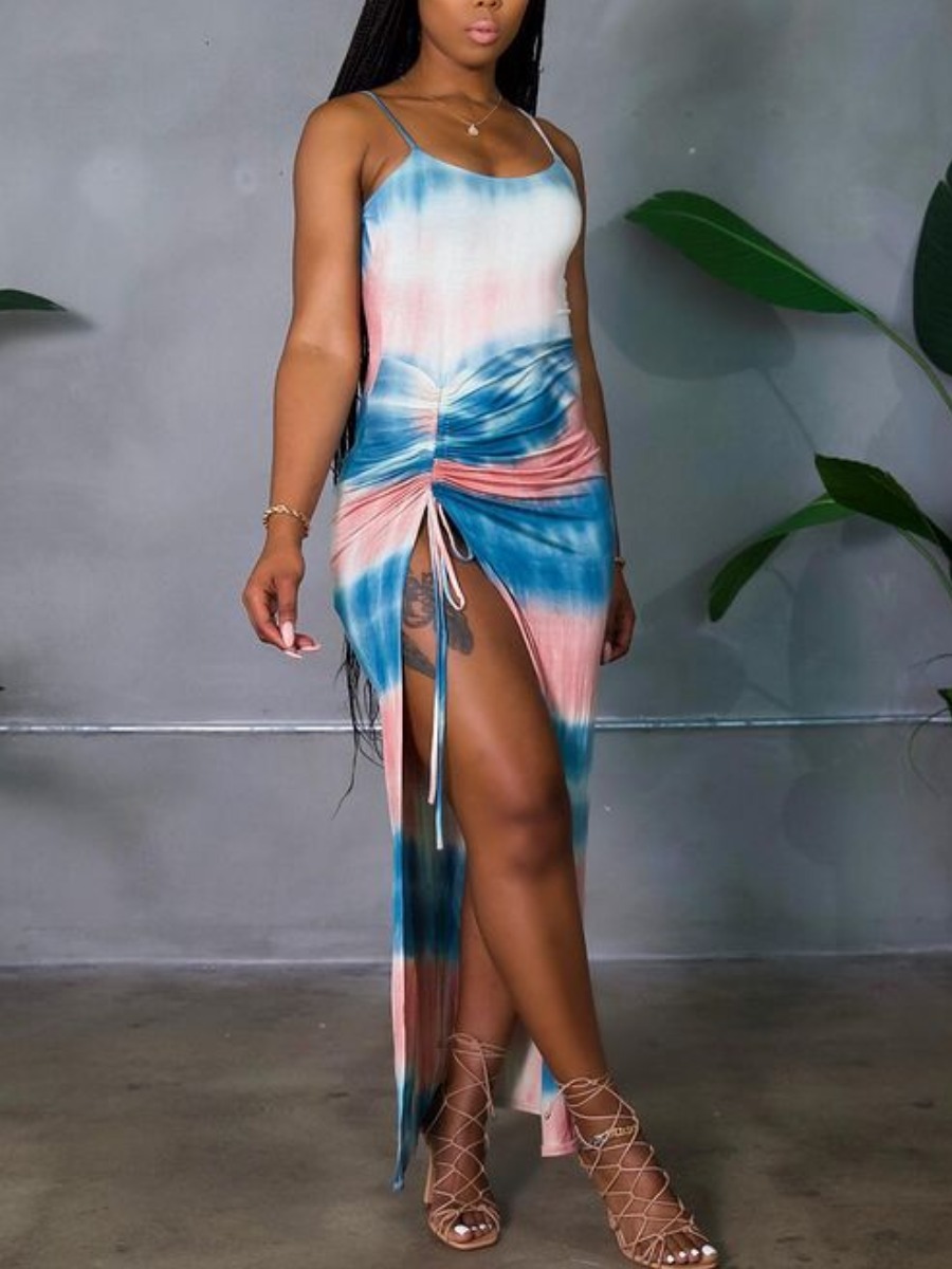 Lovely Street Tie-dye Tank Drawstring Split Multiclor Floor Length Dress, Multi
Lovely Street Tie-dye Tank Drawstring Split Multiclor Floor Length Dress, Multi