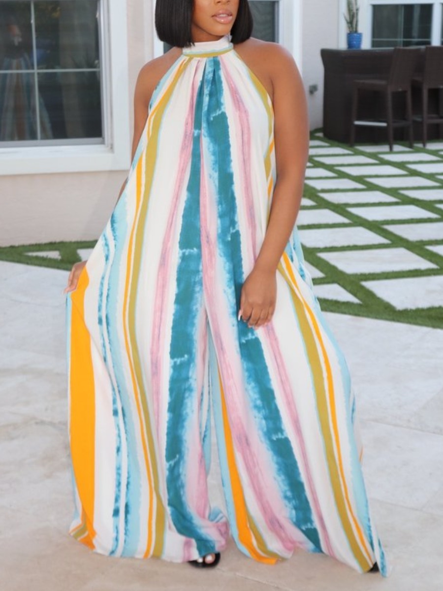 Lovely Casual Backless Bandage Design Striped Multicolor One-piece Jumpsuit, Multicolor stripe
Lovely Casual Backless Bandage Design Striped Multicolor One-piece Jumpsuit, Multicolor stripe
