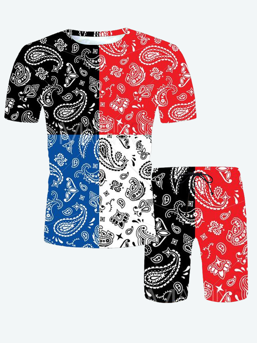 LW Men Street Cashew Print Color-lump Multicolor Two Piece Shorts Set, Multi
LW Men Street Cashew Print Color-lump Multicolor Two Piece Shorts Set, Multi